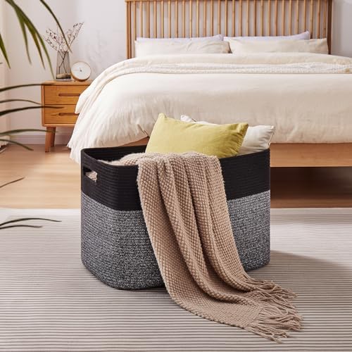 OIAHOMY 108L Extra Large Blanket Basket Dog Toy Basket Grey/Black - Image 2