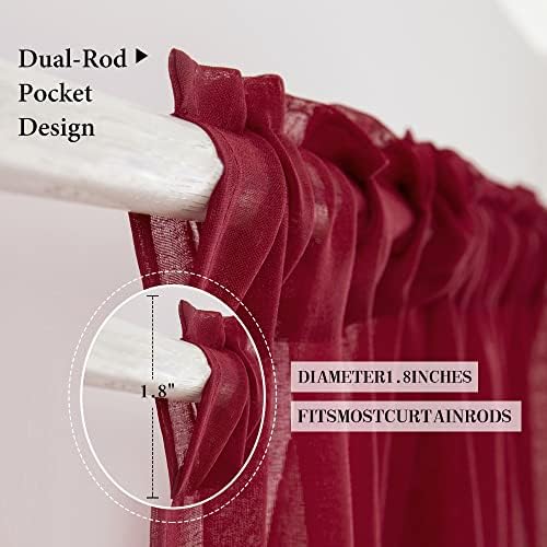 MIULEE Burgundy Red Window Valance 1 Panel 60W x 18L - Image 2