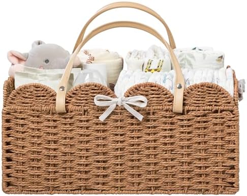 HBlife Large Baby Diaper Caddy, Paper Rope Storage Baskets Nursery Bin by HBlife