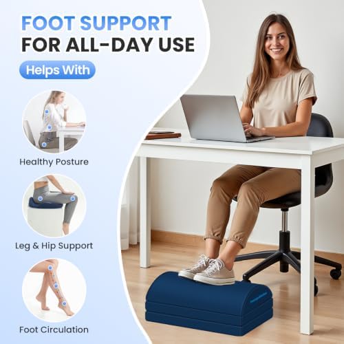 TranquilRelax Foot Rest Under Desk, 3-Height Adjustable Foot Stool - Image 4