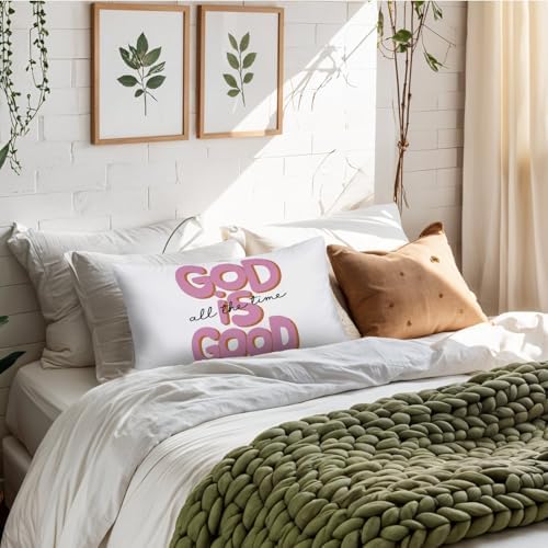 Pink Christian 12x20 Pillow Cover, Religious Home Decor, God is Good All The - Image 2