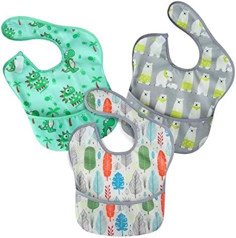 PandaEar 3 Pack Super Light Weight Baby Bib, Waterproof, Stain Oil and Odor by PandaEar