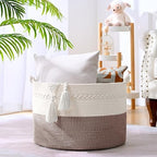 67L Large Blanket Basket, Cotton Rope Blanket Basket Living Room, Baby Laundry - Image 3