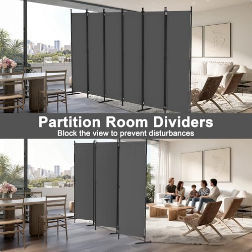 6 Panel Room Divider, 6ft Folding Screen Portable Wall Partition Room Divider - Image 4