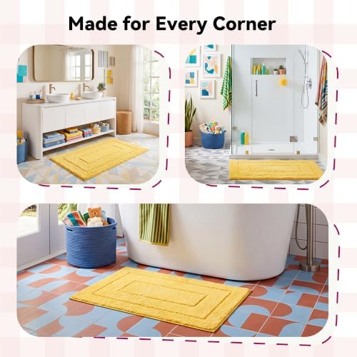 GRANNY SAYS Yellow Bathroom Rug 36" x 24", Non-Slip Microfiber Bath Mat - Image 7