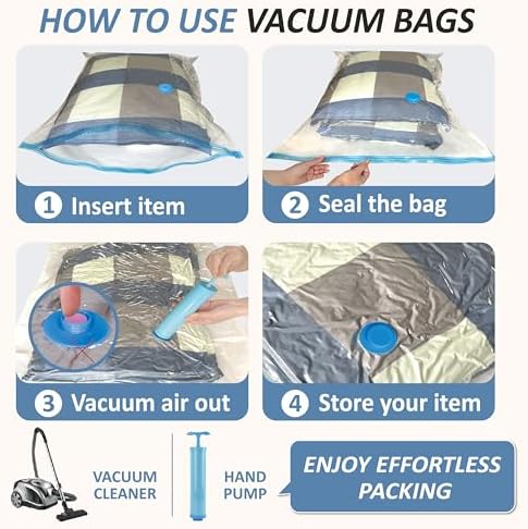 Vacuum Storage Bags with Hand Pump, Vacuum Seal Space Saver Bags, 12 Small - Image 7