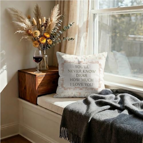 Floral Throw Pillow Cover 18x18 Inches, “You’ll Never Know How Much I Love You” - Image 6