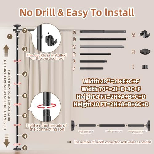 Room Divider No Drilling Curtain Rod Wall Divider - Image 5