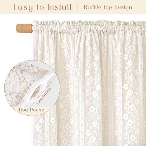 ASPMIZ Linen Kitchen Curtains 36 Inch Length, Double Layered Window Curtain 2 - Image 6