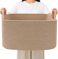 65L Large Laundry Basket with Handles, Woven Blanket Basket by HZFTJOY