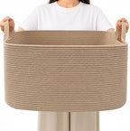 65L Large Laundry Basket with Handles, Woven Blanket Basket by HZFTJOY