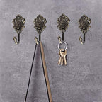Curtain Holdbacks Small Lightweight Hooks, Vintage Bronze Rose Pattern - Image 5