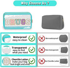 Chenille Letter Clear Makeup Bags Drugs Pouch, Preppy Patch Makeup Bag - Image 5