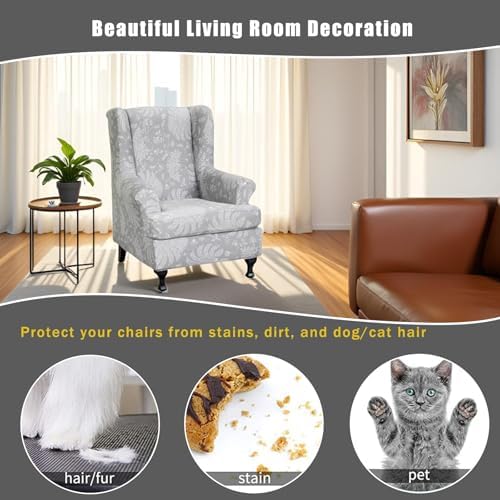 NILUOH Wingback Chair Covers 2-Piece, Armchair Slipcovers - Image 5