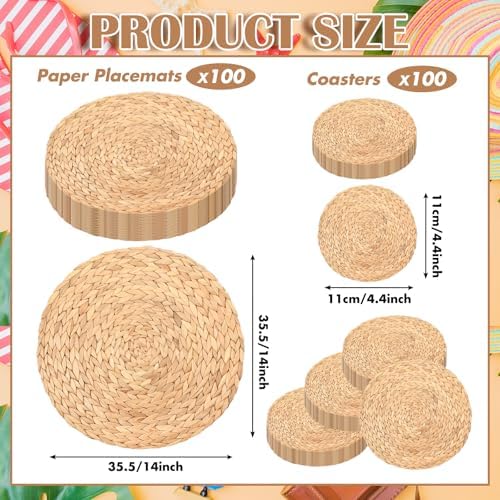 Geosar 200 Pcs Light Brown Woven Disposable Paper Placemats Set 14 Inch - Image 3