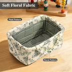 Small Storage Basket Organizer, Mini Fabric Floral Storage Baskets - Image 4