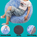 Fluffy Stuffed Animal Storage Bean Bag Chair Cover, Faux Fur Comfy Bean Bag - Image 5