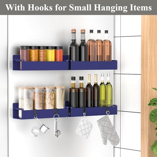 HuggieGems 4 Pack Dark Blue Magnetic Spice Rack Organizer - Image 2