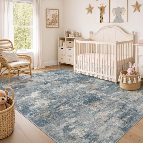 Nakagishi 8x10 Area Rugs Living Room: Washable Abstract Large Neutral Soft Rug - Image 7