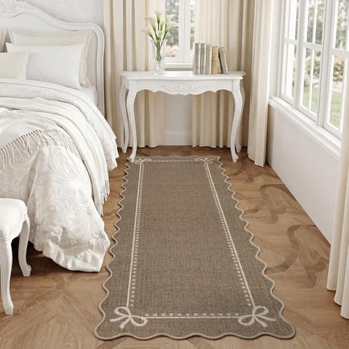 Garvee Scalloped Bow Runner Rug 2x6 Washable Kitchen Runner Rug Non-Slip - Image 3