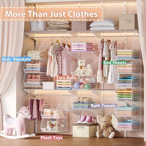 6 Tier Extended Depth Hanging Closet Organizer, Closet Storage Hanging Shelves - Image 7