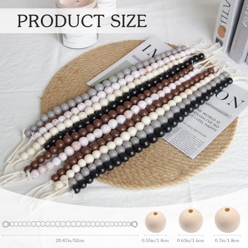 Hion 6 Pcs Boho Curtain Tiebacks, Wood Beads Curtain Holdbacks, Outdoor - Image 2