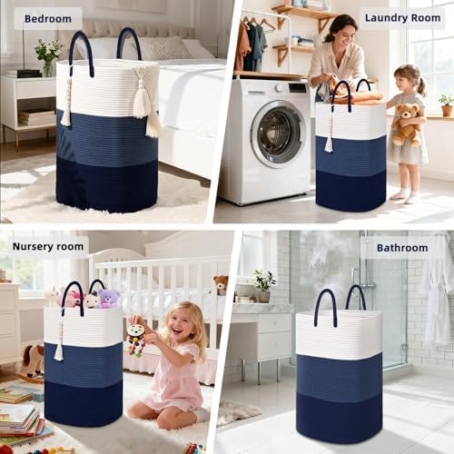 Woven Laundry Basket for Clothes, 65 L Large Rectangle Laundry Hampers - Image 5
