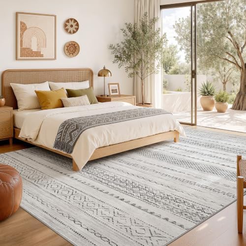 Nakagishi 7x10 Area Rug Living Room: Washable Boho Large Neutral Modern Soft - Image 6