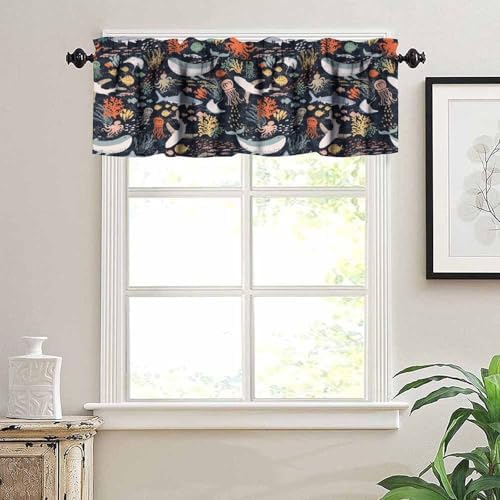 Ocean Animal Valance Curtain for Kids Toddler Cartoon Cute Blue Underwater - Image 4