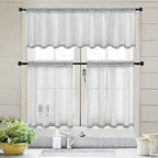 MIULEE Solid Gray Kitchen Sheer Valance Linen Look Window Curtain, Living Room - Image 6
