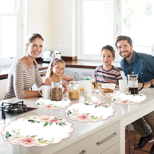 50 Pack Paper Placemats Disposable Pink Floral Placemat - Image 7