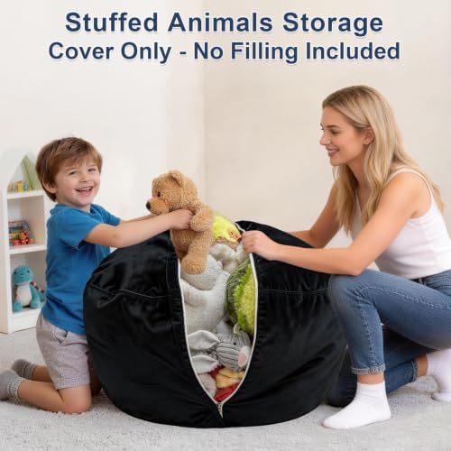 Lukeight Stuffed Animal Storage Bean Bag Chair Cover - Image 4