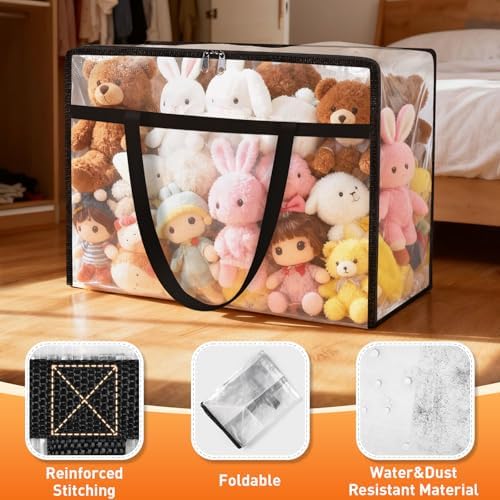 4 Packs 40L Clear Under Bed Storage Containers, Large Clothes Storage Bags - Image 3