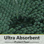 Green Bathroom Rug Chenille 3-Piece Extra Soft and Absorbent Shag Bath Mat Set - Image 6