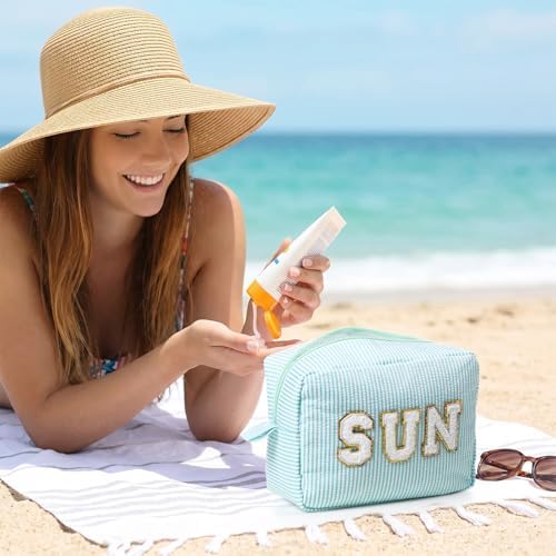 Sanwuta Seersucker Cosmetic Bags Sun Bag Sunscreen Pouch - Image 6