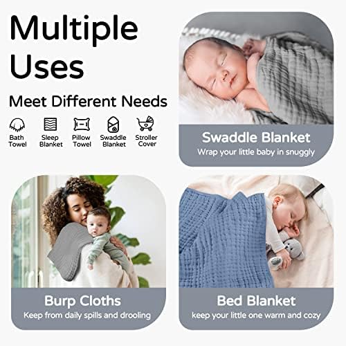 Yoofoss Hooded Baby Bath Towels 2 Pack 100% Muslin Organic Cotton - Image 2