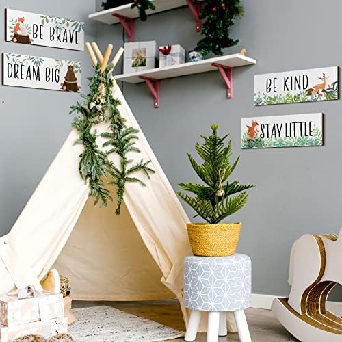 4 Pieces Woodland Nursery Decor Safari wall art Be kind brave curious Cute - Image 6