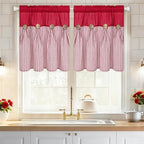 ASPMIZ Linen Kitchen Curtains 24 Inch Length, Farmhouse Boho Button Kitchen - Image 2