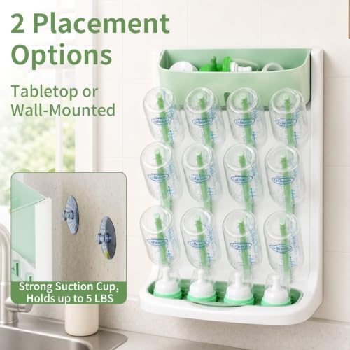 Vertical Baby Bottle Drying Rack, Space-Saving Countertop Dryer, Holds 12 - Image 7