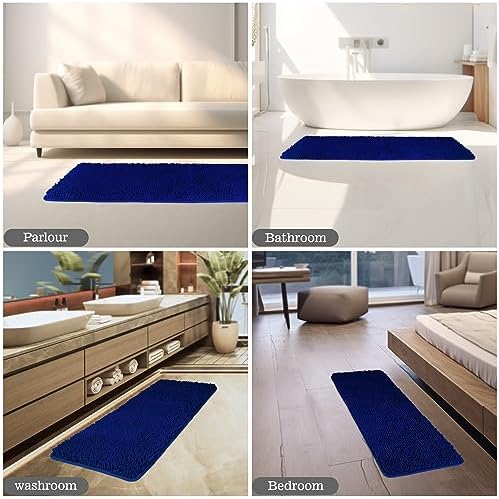 Yeaban Chenille Royal Blue Bathroom Runner Rug 17"x47" - Image 5