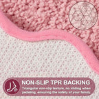 ORTIGIA Cute Scalloped Bathroom Rugs Set, Candy Pink Plush Microfiber Scallop - Image 6