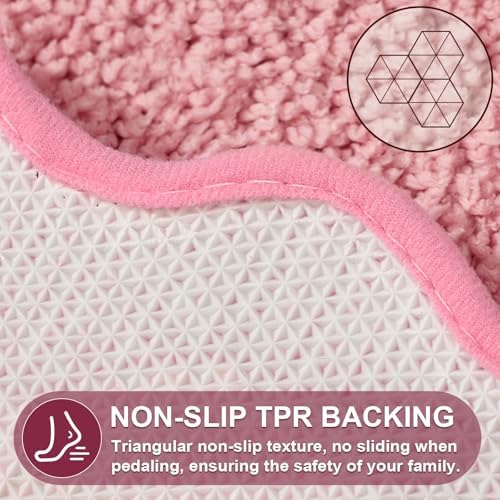 ORTIGIA Cute Scalloped Bathroom Rugs Set, Candy Pink Plush Microfiber Scallop - Image 6