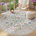 Wonnitar Floral Washable Round Rugs 6ft, Ultra-Thin Non Slip Boho Carpet by Wonnitar