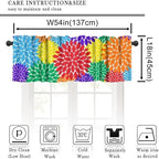 Rainbow Dahlia Flower Valance Curtain, Abstract Colorful Red Purple Green Blue - Image 5