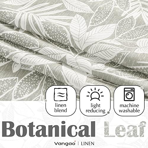 Vangao Floral Valances for Windows Leaf Grey W50 X 16L 1 Panel - Image 2