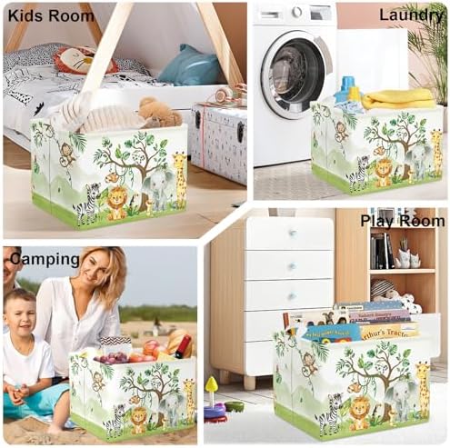 Forest Animals Laundry Hamper Woodland Tree Large Storage Basket Parents - Image 7