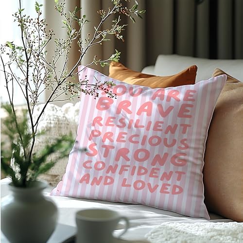 You are Affirmation Pink Striped Pillow Cover 18x18, Nursery Inspirational - Image 6