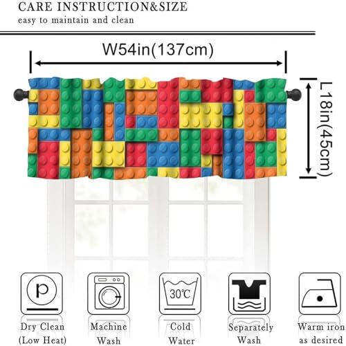 Building Block Toy Valance Kids Curtains, Abstract Geometric Colorful Toy Brick - Image 2