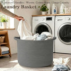115L Extra Large Blanket Basket, Woven Rope Laundry Basket-Dark Grey - Image 5