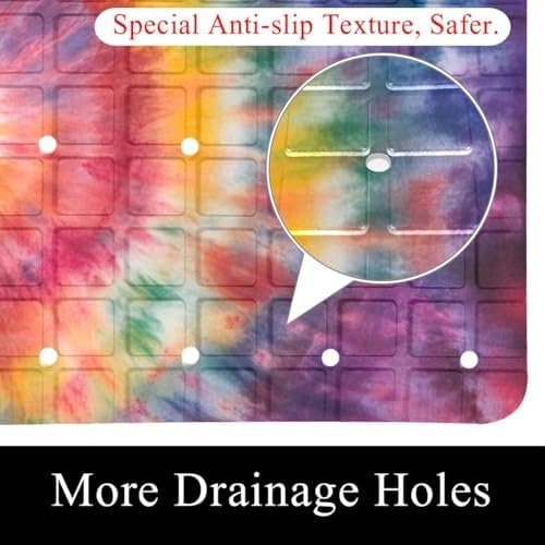 Shower Mat Non Slip 26.8 x 15.1 Inches, Tie Dye Bathtub Mat Shower Stall Mats - Image 2